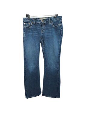 BKE Kate Bootcut Jeans 30 Stretch Regular Mid Rise Dark Wash Grunge Cyber Denim